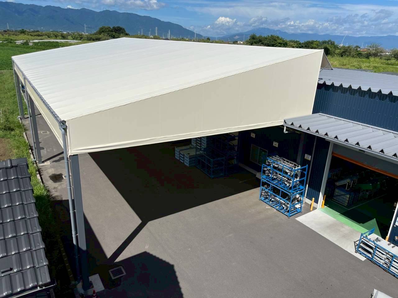 テント倉庫の施工事例の写真